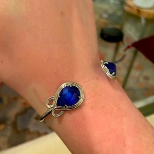 Kendra Scott Silver Blue Andy Cuff Bangle Bracelet